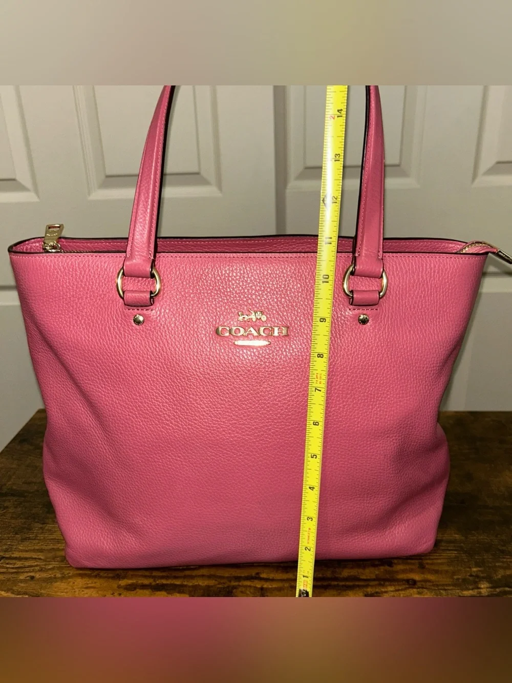Coach Pebbled Leather Rich Berry Pink Medium Tote